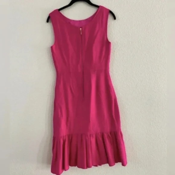 Kate Spade Ruffle Hem Sheath Knee Length Dress Sleeveless Pink Barbiecore Size 4 - Picture 4 of 6